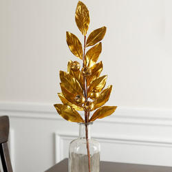 Gold Artificial Metallic Leaf and Berry Spray