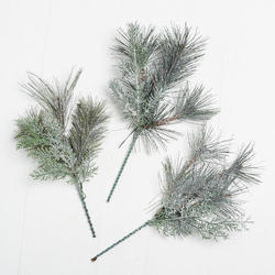 Silver Glittered Artificial Pine Picks