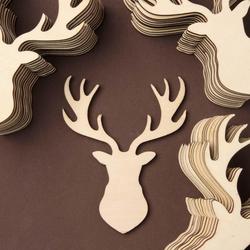 Unfinished Wood Deer Head Silhouette Cutouts