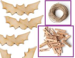 Unfinished Wood Spooky Bat Garland Kit