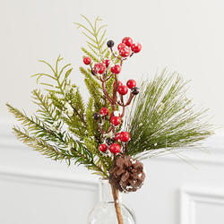 Artificial Snowy Pine Spray with Berries
