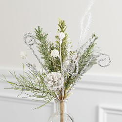 Artificial Shimmering Ice Pine Leaf Spray