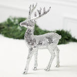 Silver Glittered Sequin Reindeer Figurine