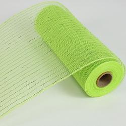 Apple Green Metallic Poly Deco Mesh Ribbon