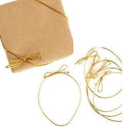 50 Bulk Pre-Tied Gold Elastic Stretch Cord Bow Loops