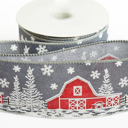 "Red Barn" Christmas Wired Ribbon