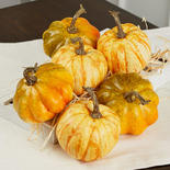 Faux Assorted Orange and Green Pumpkins