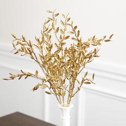 Gold Glittered Artificial Leaf Bush
