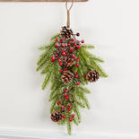 Frosted Artificial Pine Berry and Cones Teardrop