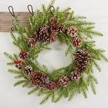Frosted Artificial Pine and Pinecone Wreath