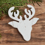 Rustic White Washed Reindeer Ornament