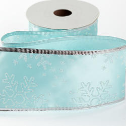 Aqua Snowflake Wired Ribbon