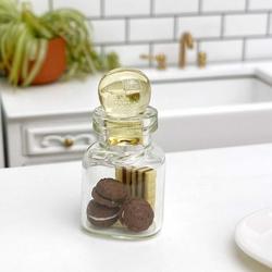 Dollhouse Miniature Glass Jar with Chocolate Cookies