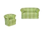 Dollhouse Miniature Green Loveseat and Chair