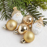 Mini Gold Santa Ornament Set