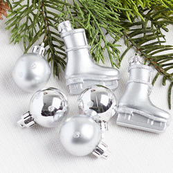 Mini Silver Ice Skate Ornament Set