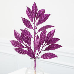 Purple Glitter Artificial Leaf Spray