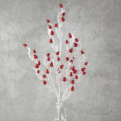 Artificial Iced Twig Red Berry Stem