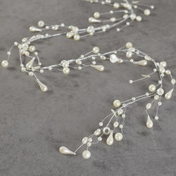 Faux White Teardrop Pearls Wire Garland
