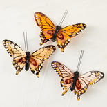 Shades of Orange Feather Artificial Butterflies