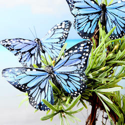 Faux Blue Monarch Feathered Butterflies