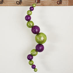 Purple and Green Glittered Ball Ornament
