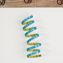 Turquoise and Green Glittery Tin Spiral Ornament