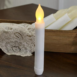 Dozen Battery Operated LED Flickering White Taper Candles
