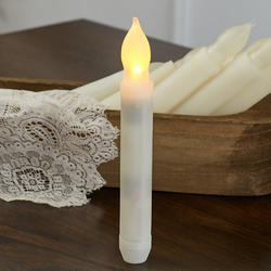 Dozen Battery Operated LED Flickering Ivory Taper Candles