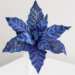 Navy Blue Velvet Poinsettia Stem