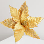 Gold Velvet Poinsettia Stem