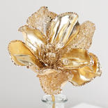 Gold Metallic Artificial Beaded Magnolia Stem
