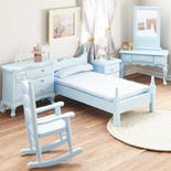 Dollhouse Miniature Blue Bedroom Set