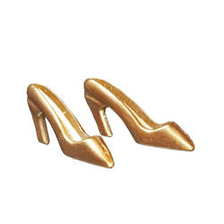 Dollhouse Miniature Gold High Heel Shoes
