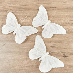 White Feathered Artificial Mica Butterflies