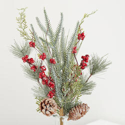 Frosted Artificial Pine Berry and Cone Spray