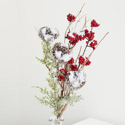 Snowy Artificial Berry and Nests Spray