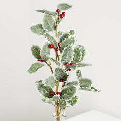 Frosted Artificial Holly and Berries Spray