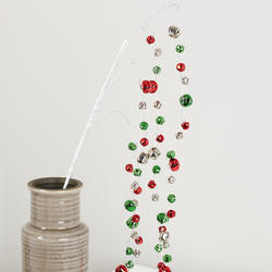 Red Green and Silver Jingle Bell Cascading Spray