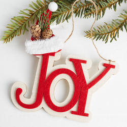 "Joy" and Santa Hat Ornament