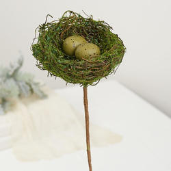 Artificial 4" Mossy Twig Nest and Eggs Pick