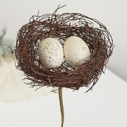 Artificial 7" Twig Nest and Eggs Pick