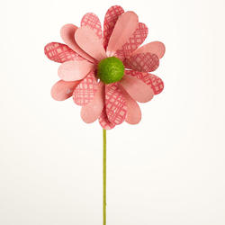 Coral Shimmering Artificial Daisy Stem