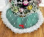 Miniature Lace Over Green Fabric Tree Skirt