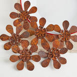 Rusty Tin Flowers with Clothespin Clips