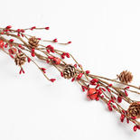 Red Pip Berry Pinecone and Jingle Bell Garland