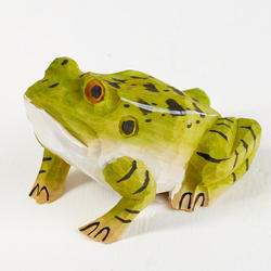 Carved Wood Sitting Frog