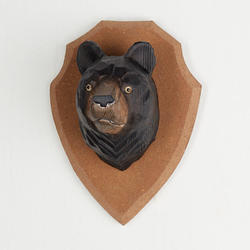 Small Wood Carved Mounted Bear Head Wall Display
