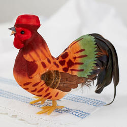 Artificial Mushroom Rooster with Feather Tail