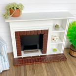 Dollhouse Miniature White Fireplace with Shelves